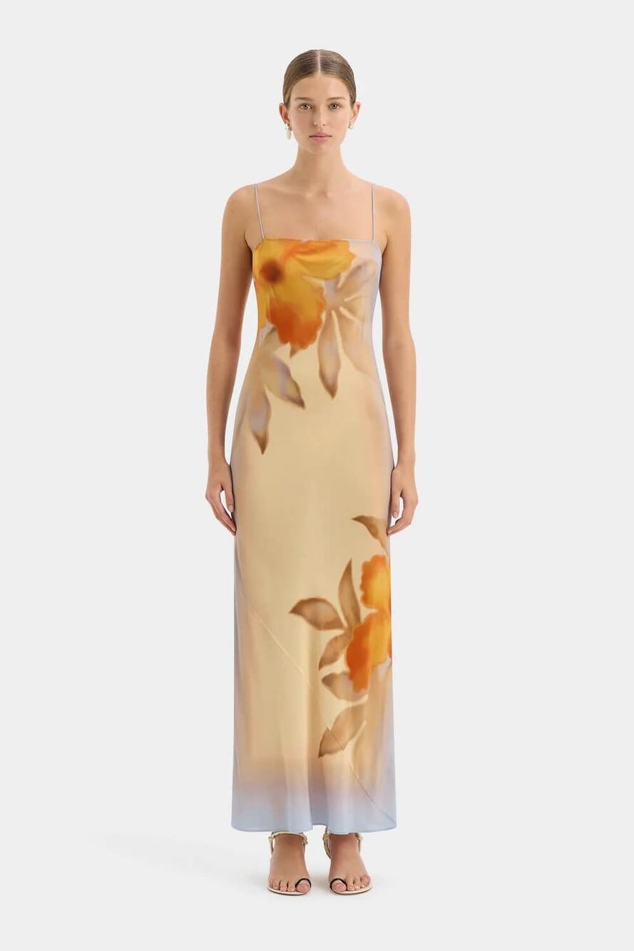 SIR Serene Slip Dress Sequoia Floral Size 2 100% silk